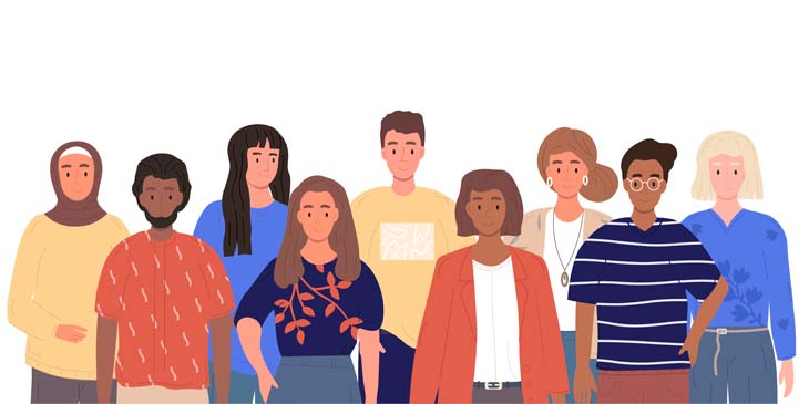 illustration of diverse young people 