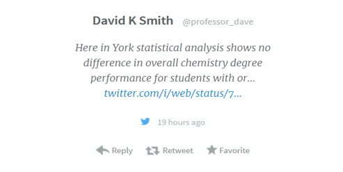 Ellie chemistry maths blog image Not issue in York prof dave tweet