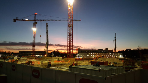 Triangle cranes at twilight - image