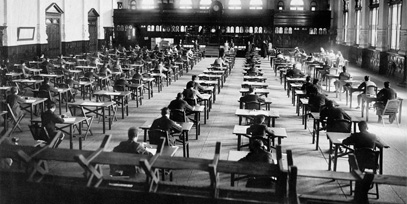 children sitting exams in the past