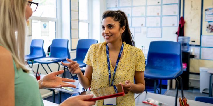 Teacher using Ipad in the classroom