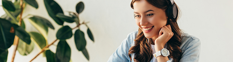 woman attending webinar