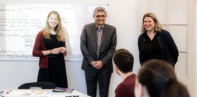 Saul Nassé Chief Executive of Cambridge Assessment in a classroom