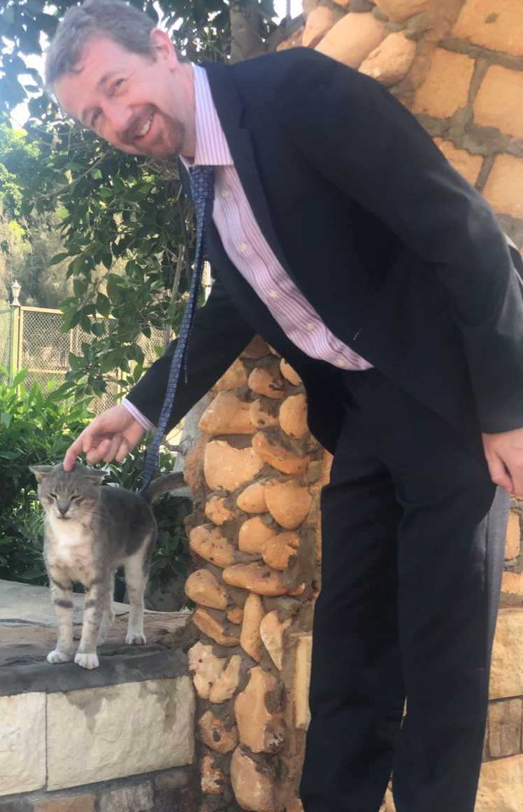 Graeme Harrison with cat