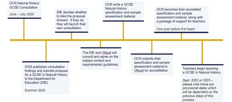 Timeline of key milestones for the creation of a GCSE in Natural History 