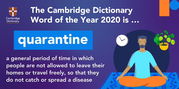 Cambridge Dictionary Word of the Year 2020 is 'quarantine'