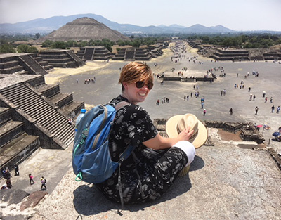 Annemarie at the top of the Pyramid of the Moon