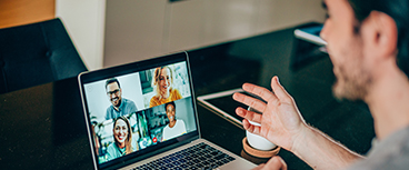 Man delivering a webinar