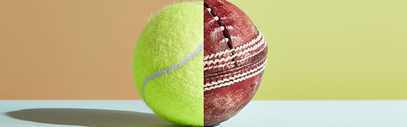 Half a tennis ball and half a cricket ball