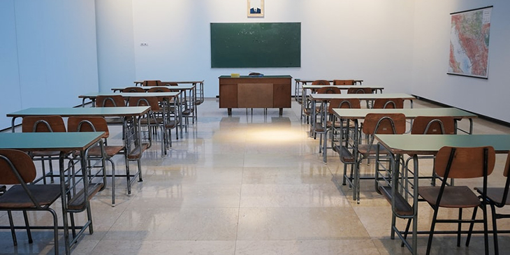 Empty exam desks