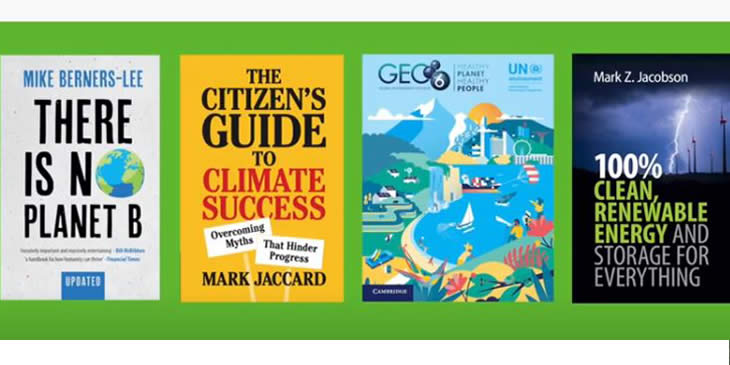 Covers of some of the Cambridge University Press published books on climate change including There is No Planet B and a Citizen's Guide to Climate Success