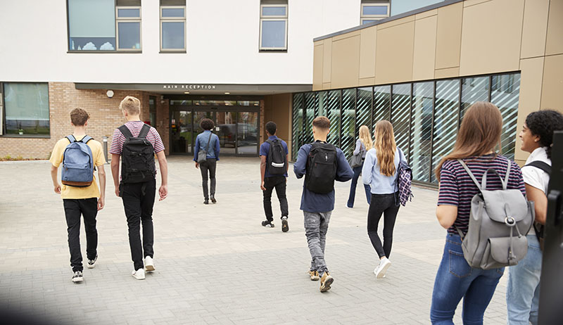 Students walking into school