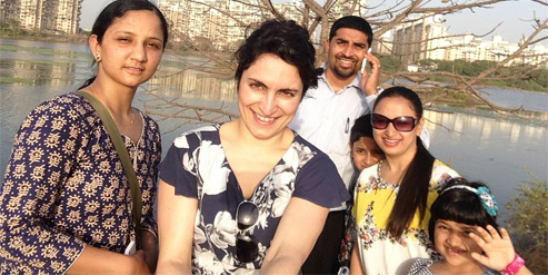 India family selfie stick image