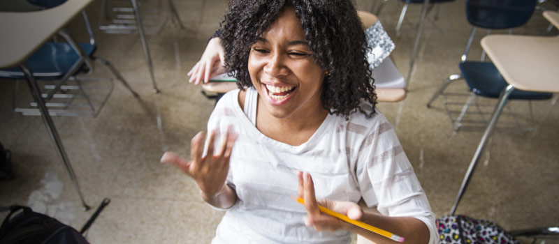 Excited student