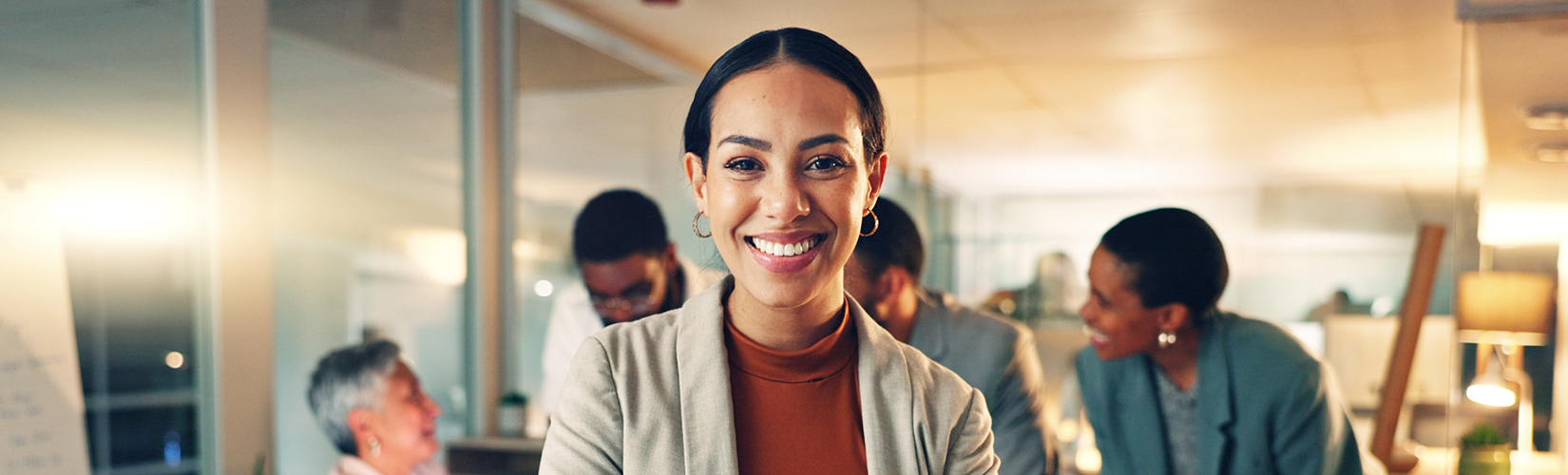 Confident woman smiling at the camera