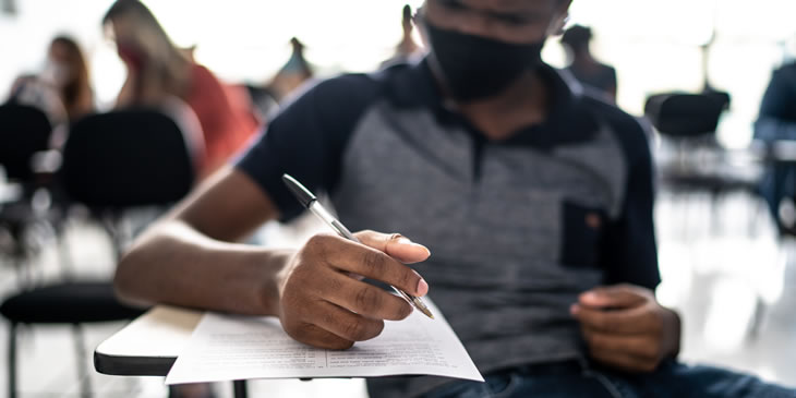 Student taking exam