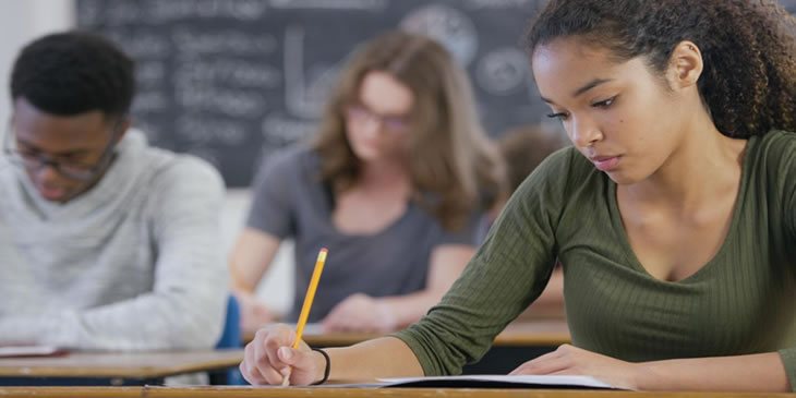 Student taking exam