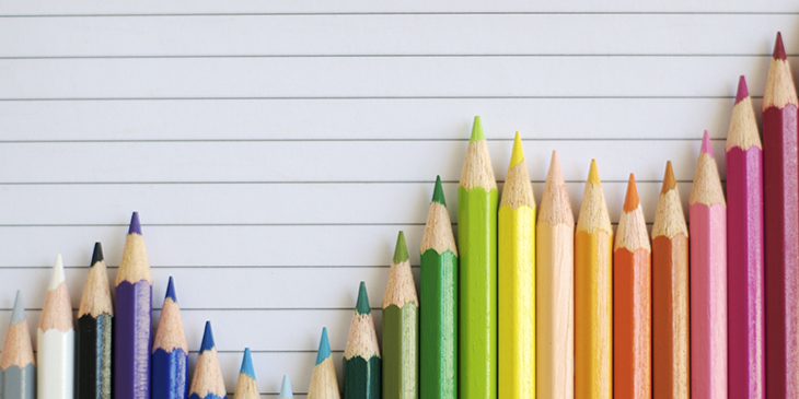 Coloured pencils lined up to look like a bar graph